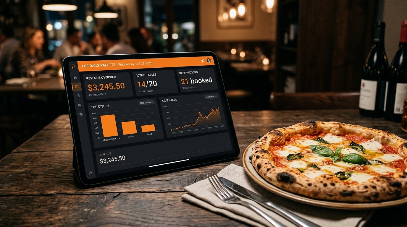 PizzeriaApp Dashboard en Tablet